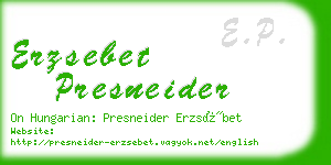 erzsebet presneider business card